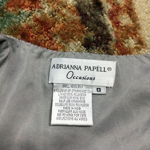 Adrianna Papell Floral Silk 2 Piece Tank Embroidered Beaded Sparkle Jacket 8 - Picture 6 of 15